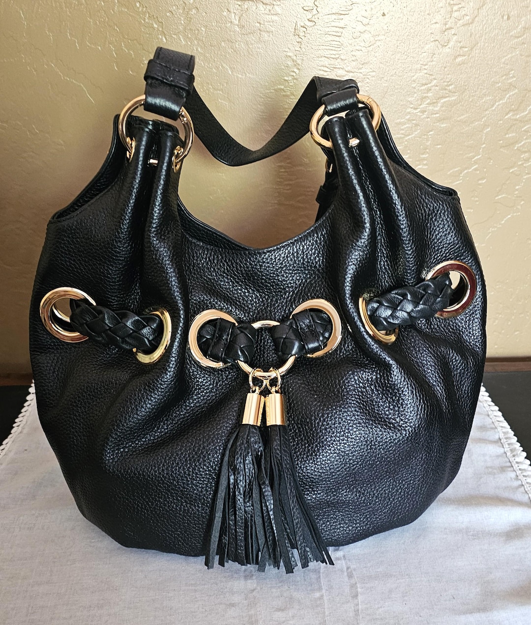 Michael Michael Kors Leather Tassel Hobo w/Tags - Grey Hobos  Michael kors tassel hobo display picture 1
