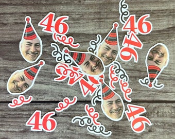 Red and Gray Standard Birthday Custom Confetti Pack | Custom Confetti Face Pack | Colored Confetti Pack | Confetti Faces