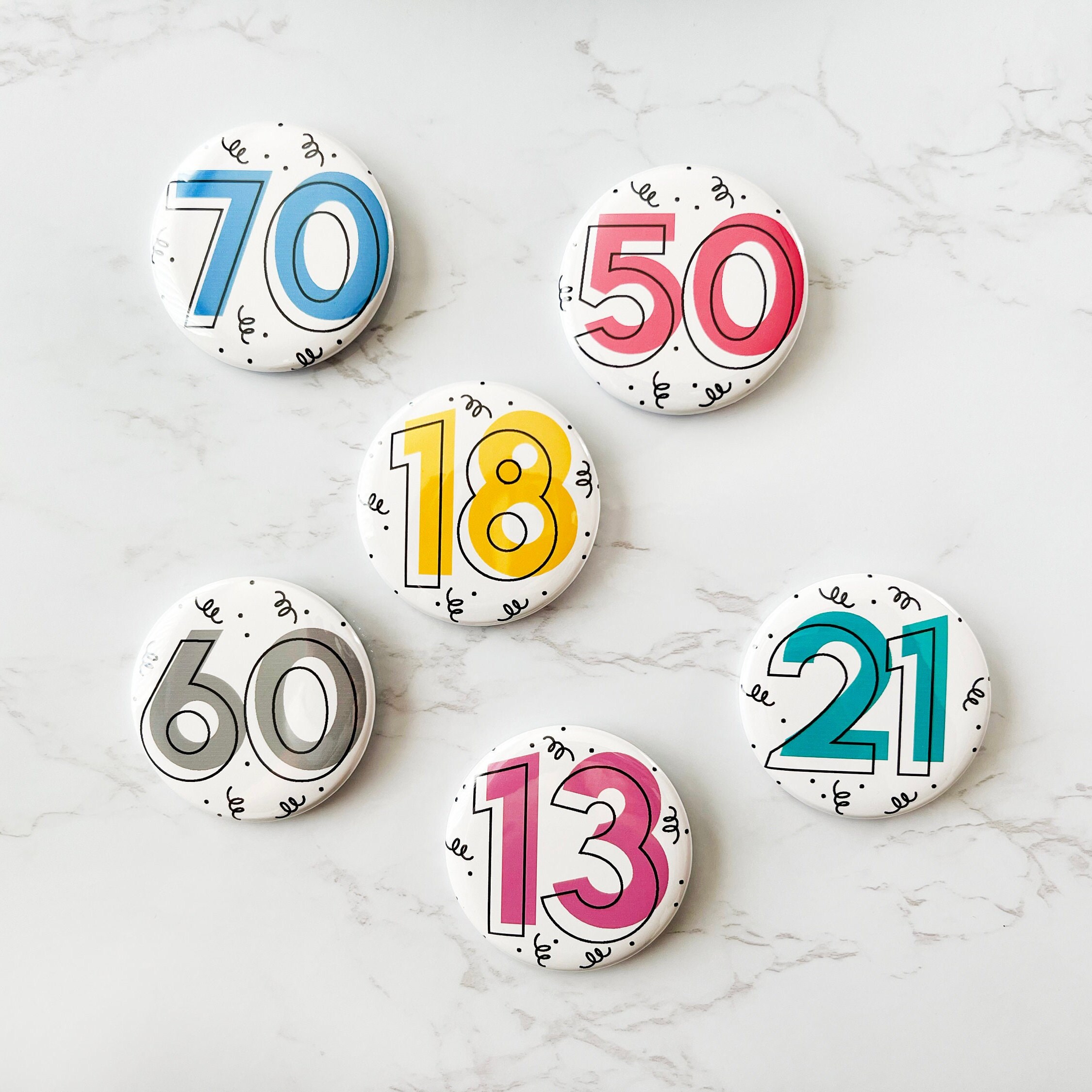 Birthday Number Button Pins 2.25" - Etsy