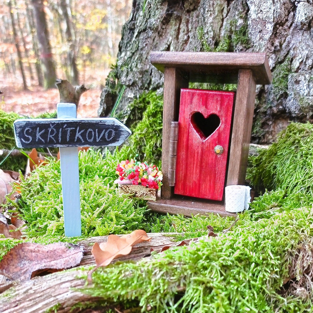 Wooden Outhouse for Gnomes, Miniature Fairy Garden, Wooden Toys, Dollhouse Miniature Etsy