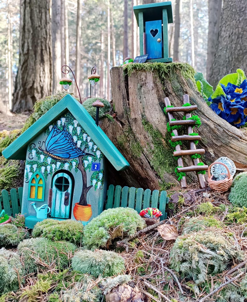 Hand Painted Wooden House, Gnome Garden, Fairy Garden, Miniature House ...