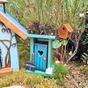Wichtelhäuschen + Leiter + Zaun + Zubehör, Feengarten, Holzspielzeug, Puppenhausminiatur
