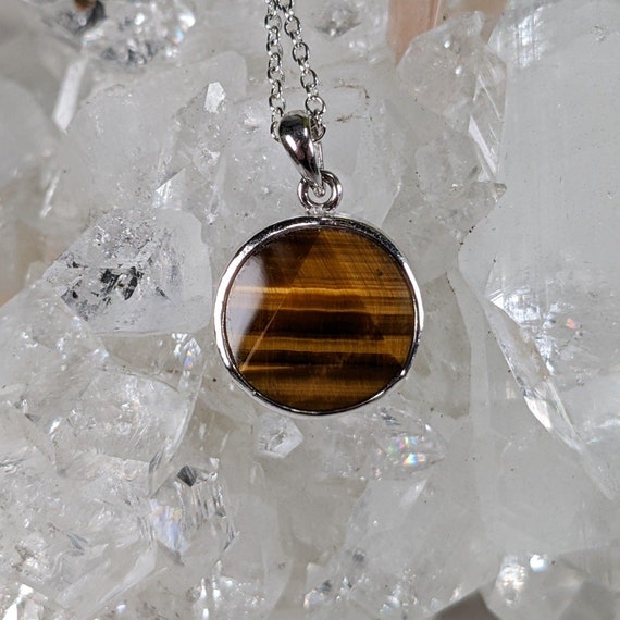 Tigers Eye Pendant | Two Sided Faceted Stone | 92… - image 2