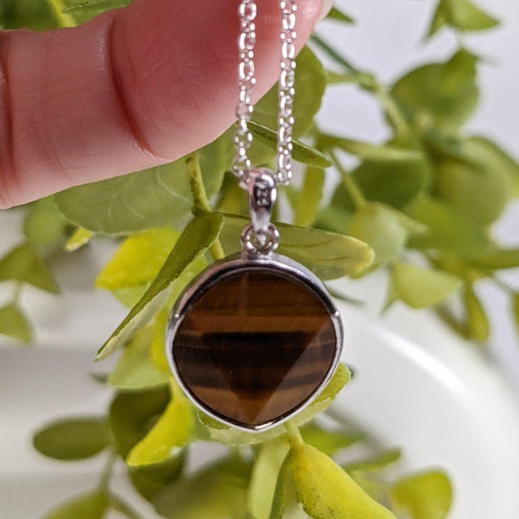 Tigers Eye Pendant | Two Sided Faceted Stone | 92… - image 4