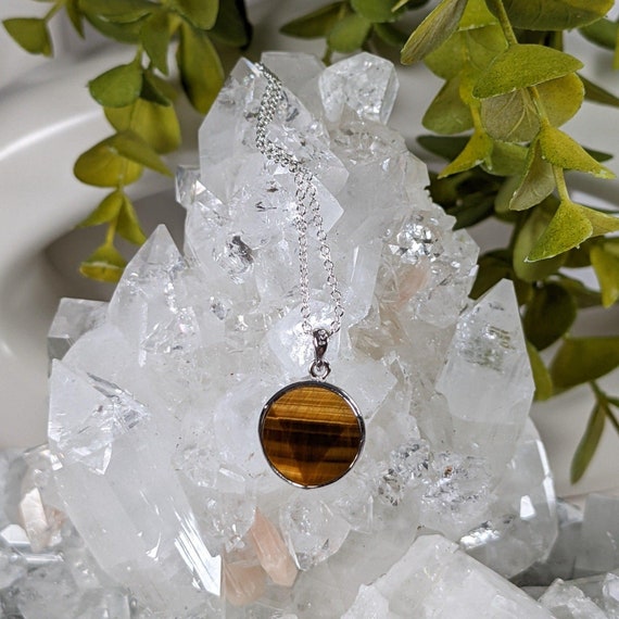 Tigers Eye Pendant | Two Sided Faceted Stone | 92… - image 6