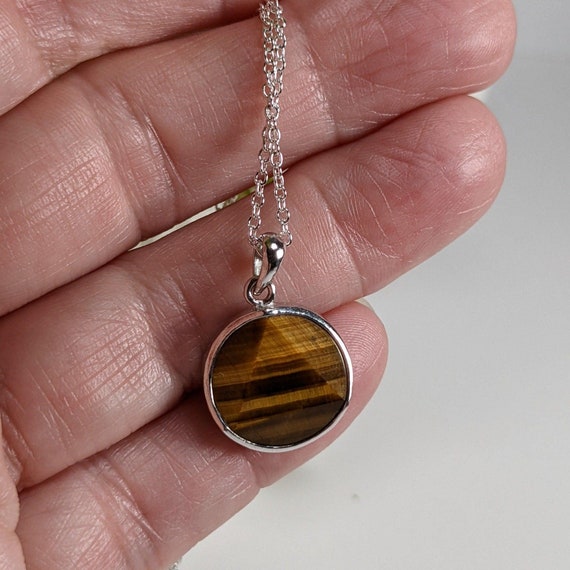 Tigers Eye Pendant | Two Sided Faceted Stone | 92… - image 3