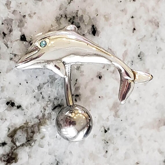 Dolphin Reverse Belly Ring | Surgical Steel and 9… - image 2