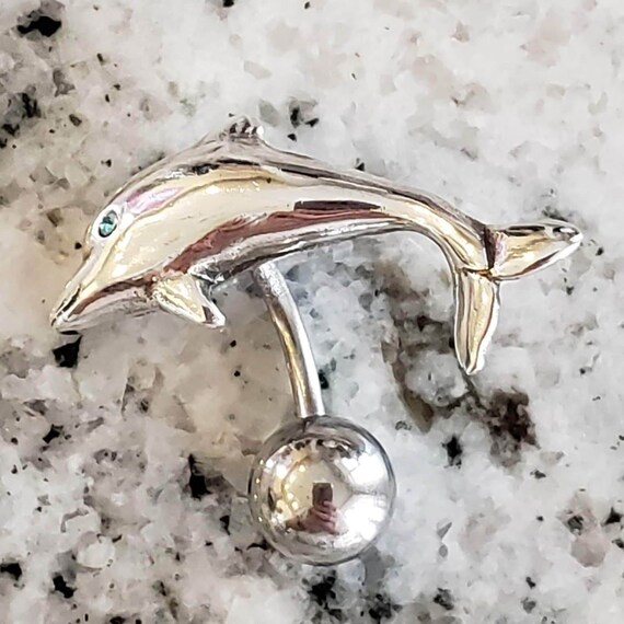 Dolphin Reverse Belly Ring | Surgical Steel and 9… - image 3