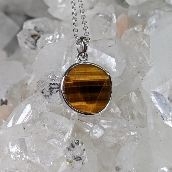 Tigers Eye Pendant | Two Sided Faceted Stone | 92… - image 5
