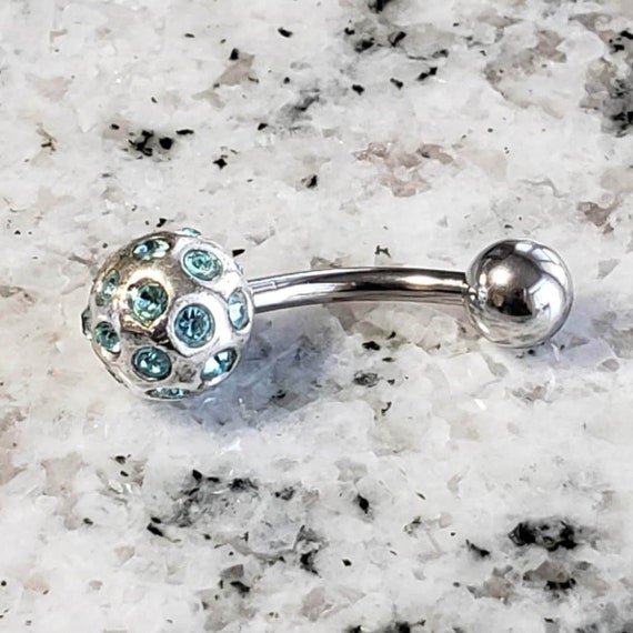 Belly Ring | Surgical Steel and 925 Silver | Aqua… - image 2