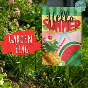 Summer Welcome Garden Flag Pineapple Garden Flag Watermelon Garden Flag Colorful Yard Flag for Summer