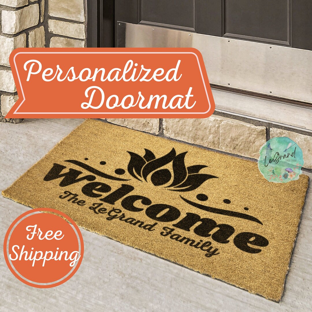 Doormat Lotus Flower Personalized Doormat Porch Decor Lotus