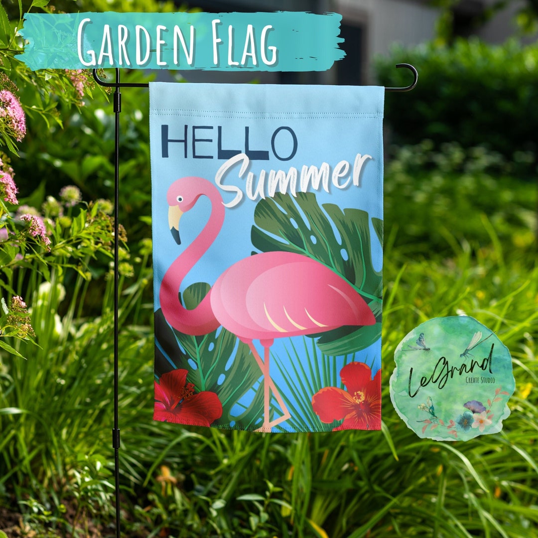 Flamingo Garden Flag Summer Tropical Garden Decor for Flamingo
