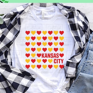 Love Kansas City Football Hearts SVG cut file, touch down SVG, game day season SVG, png for sublimation