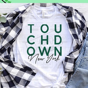 Touchdown New York Football SVG coupe fichier, touchdown SVG, svg saison le jour du match, png pour sublimation