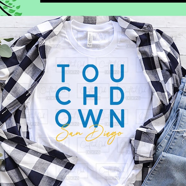 Touchdown San Deigo Chargers Football SVG cut file, touch down SVG, game day season svg, png for sublimation