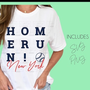 Fichier coupé Home Run New York SVG, baseball homerun SVG, svg saison le jour du match, png pour sublimation