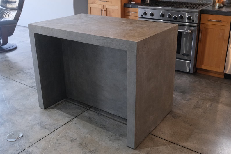 Concrete Waterfall Kitchen Island Dining Bar Etsy