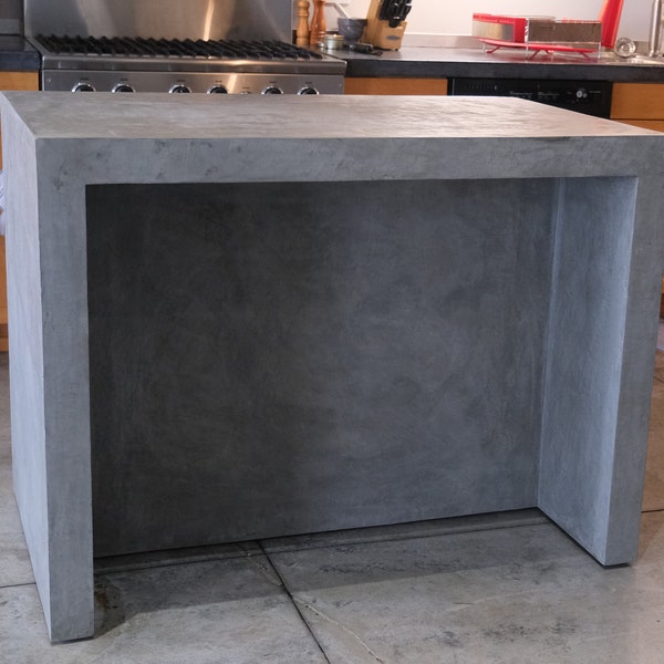 Concrete Waterfall Kitchen Island Dining Bar