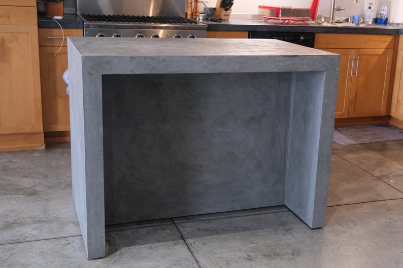 Concrete Waterfall Kitchen Island Dining Bar Etsy