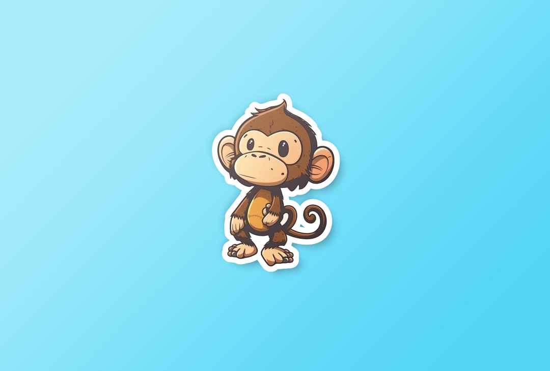 Monkey Cute Monkey Curious Monkey Thinking Monkey Adorable Monkey Sticker Decal Gift Water