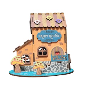 Small Fairy House Baltic Birch Kit, Assemble and Paint your own Fairy House