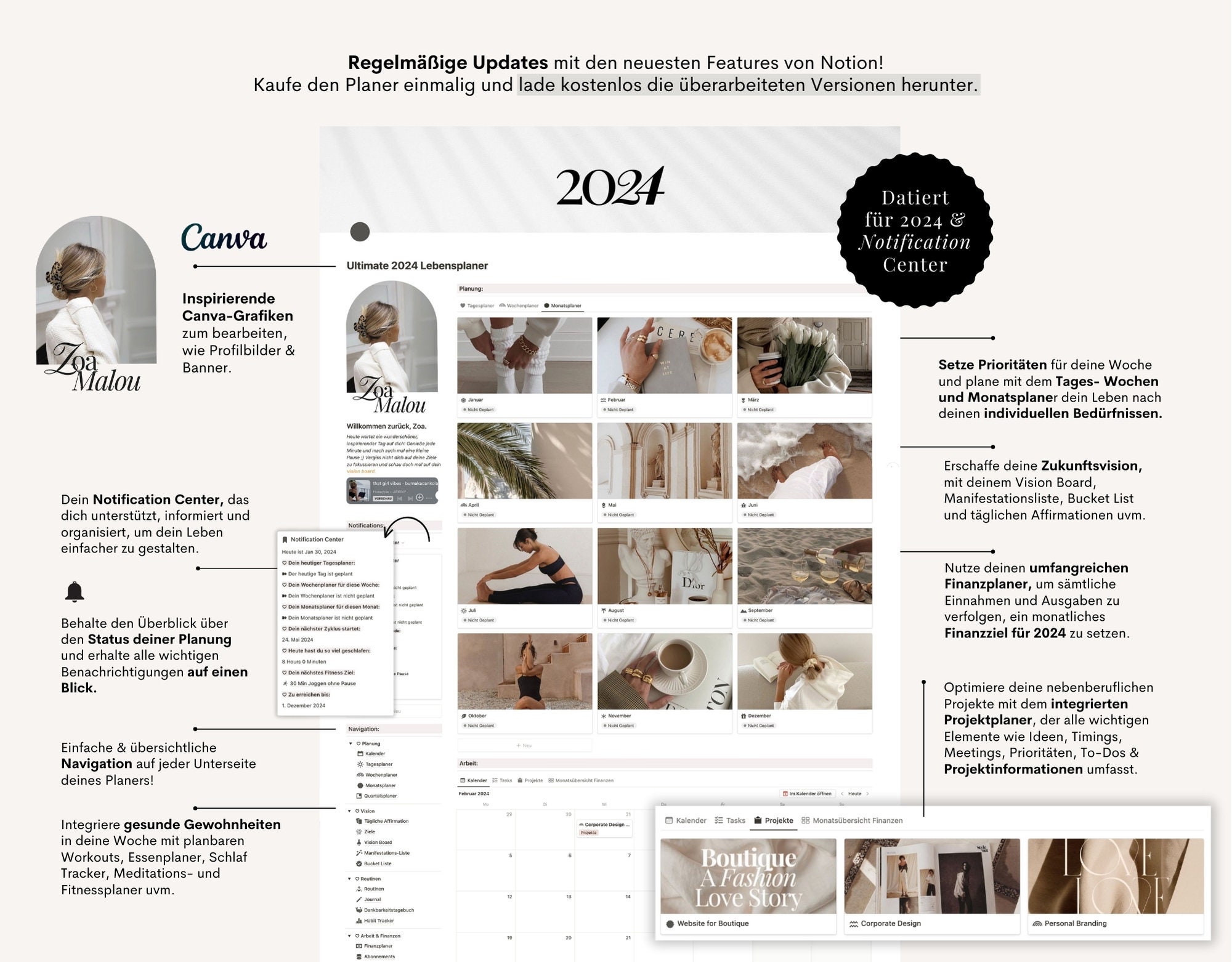 Notion Template Ultimate 2024 Life Planner German Notion Dashboard ...