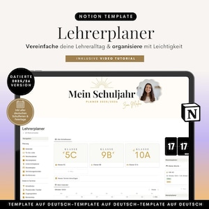 Notion Template Teacher Planner 2025 2026 German Notion Planner Template Notion School Year Planner Notion Aesthetic Digital Lesson Planner