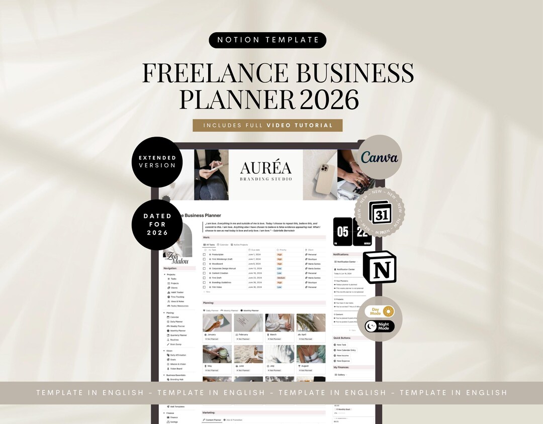 Notion Template 2026 Business Planner English Personal Finance Budget ...