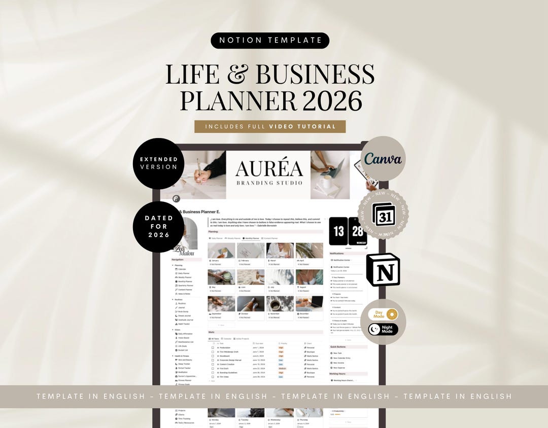 Notion 2026 Template Life & Business Planner English All in One Notion ...