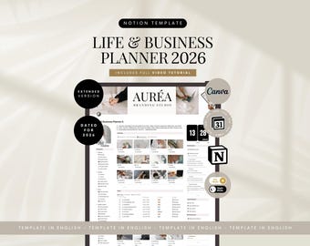 Notion 2026 Template Life & Business Planner English All In One Notion Dashboard Aesthetic Life Planner Notion Finance Templates ADHD Notion