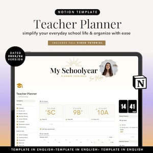 Notion Teacher Planner 2025 2026 English All In One Digital Teacher Planner Notion Academic School Year Planner Notion Aesthetic Dashboard