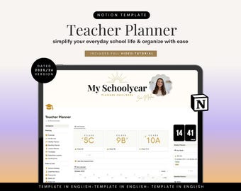 Notion Lerarenplanner 2025 2026 Engels Alles-in-één Digitale Lerarenplanner Notion Academische Schooljaarplanner Notion Esthetisch Dashboard
