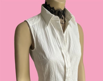 Gianfranco Ferre white gilet top buttondown collar shirt blouse sleeveless y2k size / EU S US 6