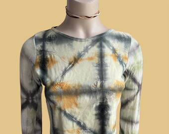 Custo Barcelona tie dye cotton longsleeve with slight flared sleeves and embroidery print size EU S US 6 / goth alternative y2k 2000sfashion