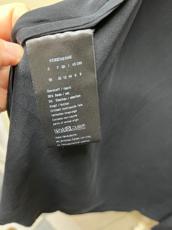 Strenesse black silk blouse shirt top / designer … - image 5