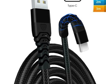 Heavy Duty USB to Type C Charging Cable Braided Fast Phone Charger Lead 1m 2m 3m