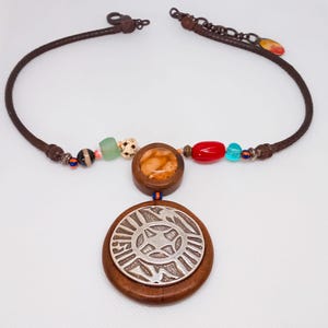 Vintage Berber Tribal Necklace – Handcrafted with Silver Engraving & Colorful Gemstone Beads – Ethnic Moroccan Jewelry