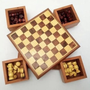 11&quot; × 11&quot; Moroccan Wooden Chess Box & puzzle box secret box handmade thuya wood, christmas gifts