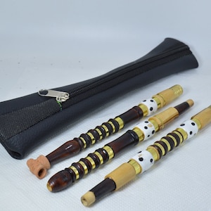 Moroccan sebsi Vintage Wood Pipe Set in Deep Brown