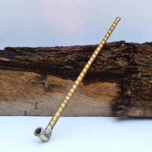 Antique Moroccan Sebsi Pipe Handmade Bronze Silver Vintage Berber Collectible Ethnic Long Stem Metal Pipe from North Africa