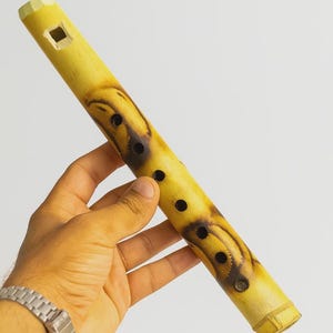 Handmade Burnt Bamboo Flute With 6 Holes | Traditional Moroccan Berber Wind Instrument | Rustic Tribal Music Flute For Gift Or Decor