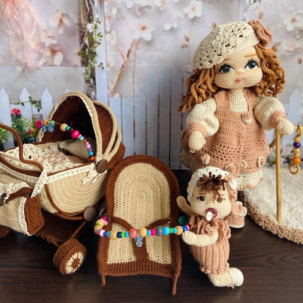 Lara Baby set Doll, Amigurumi pattern, PDF in English with 122 supportive Youtube videos in Turkish