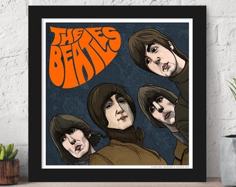 Beatles Poster - Rubber Soul inspired original art collaboration with young artist