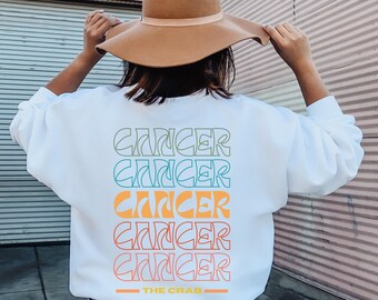 Sweat rétro zodiaque Cancer, chemise horoscope Cancer, chemises astrologie, cadeau d'anniversaire cancer, chemise zodiaque, col rond zodiaque cancer