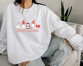 Schattige kat kersttrui, kerstcadeau voor kattenmoeder, kattenliefhebber cadeau Kerstmis, kerstshirt kat, shirt kat moeder, cadeau katteneigenaar
