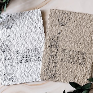 Trauerkarte mit Spruch und Himmelslaterne - nachhaltig und handgemachte Karte geschöpft aus recyceltem Papier