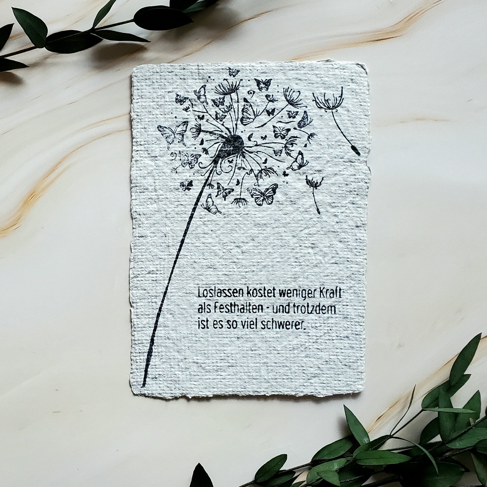 Trauerkarte Pusteblume mit Trauerspruch auf deutsch Karte zur