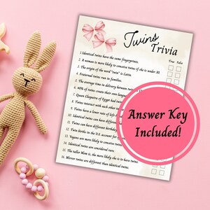 Twin Girls Baby Shower Trivia Game (Printable PDF)