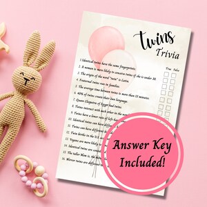 Twin Girls Baby Shower Trivia Game (Printable)